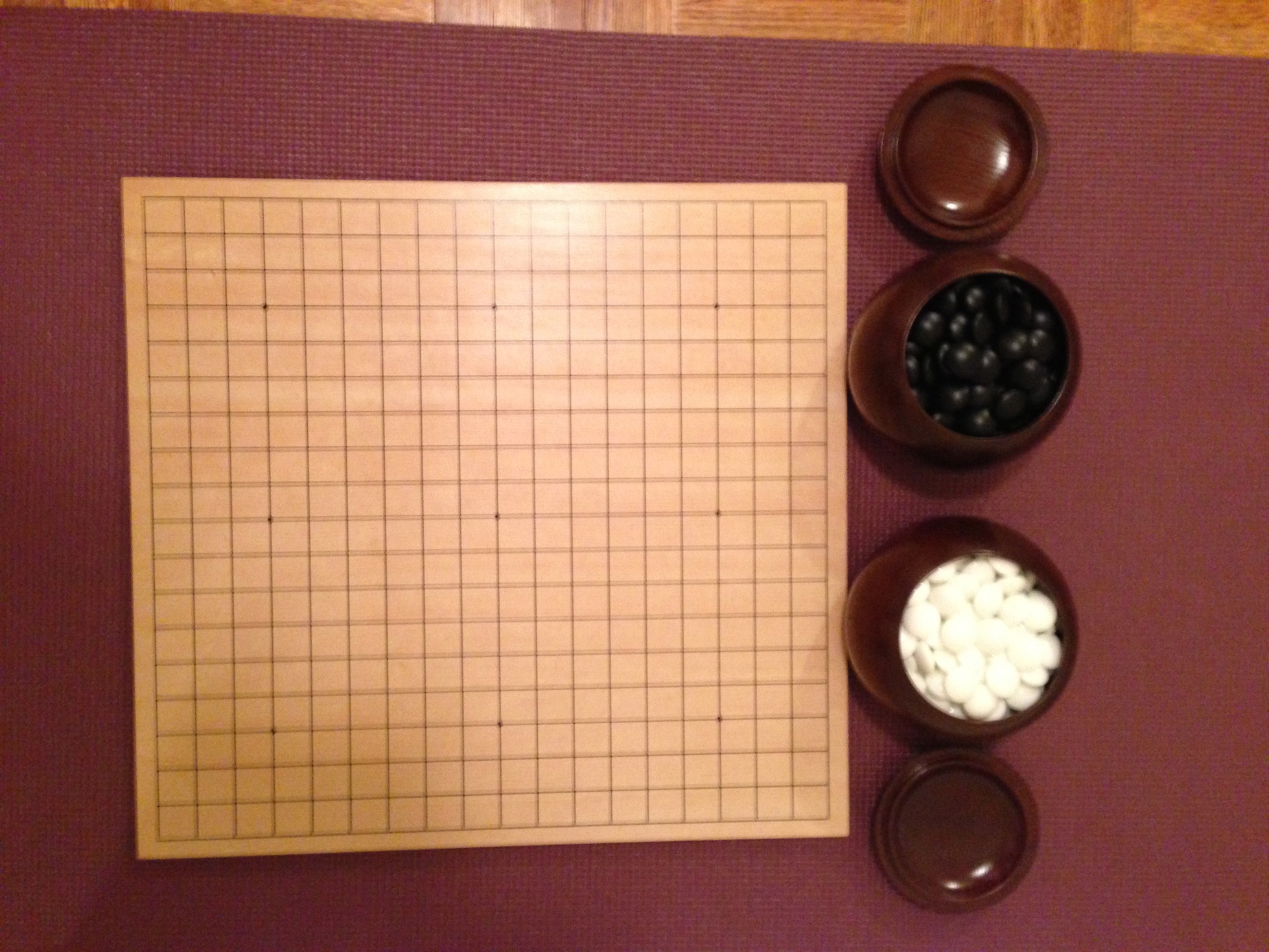 0.5" Shin Kaya go board and size-36 glass stones (top)