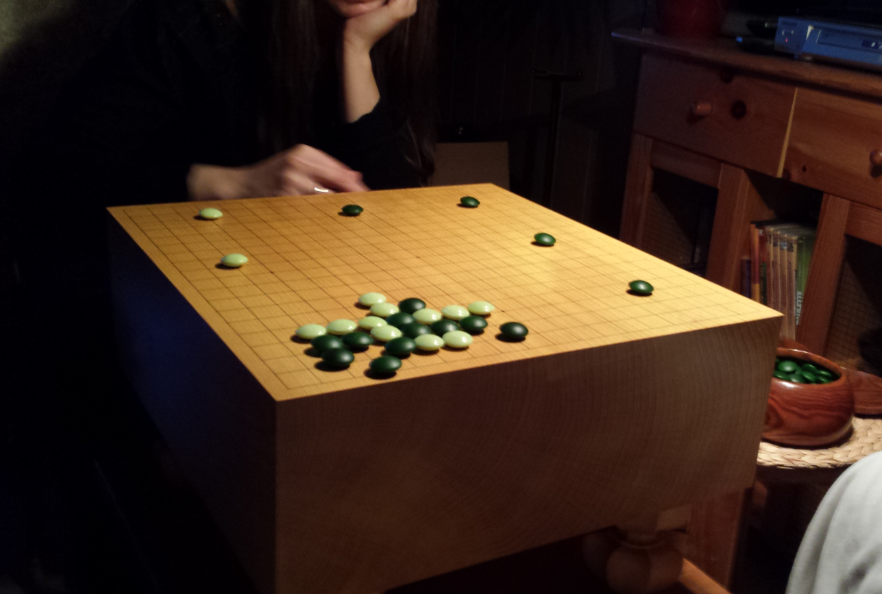 Playing a game with my wife.