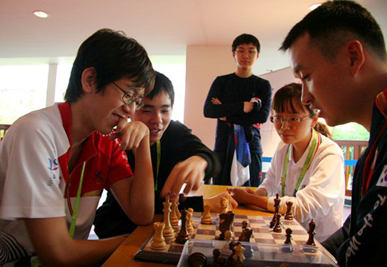 Korean Go players enjoy chess during Asian Games 2010