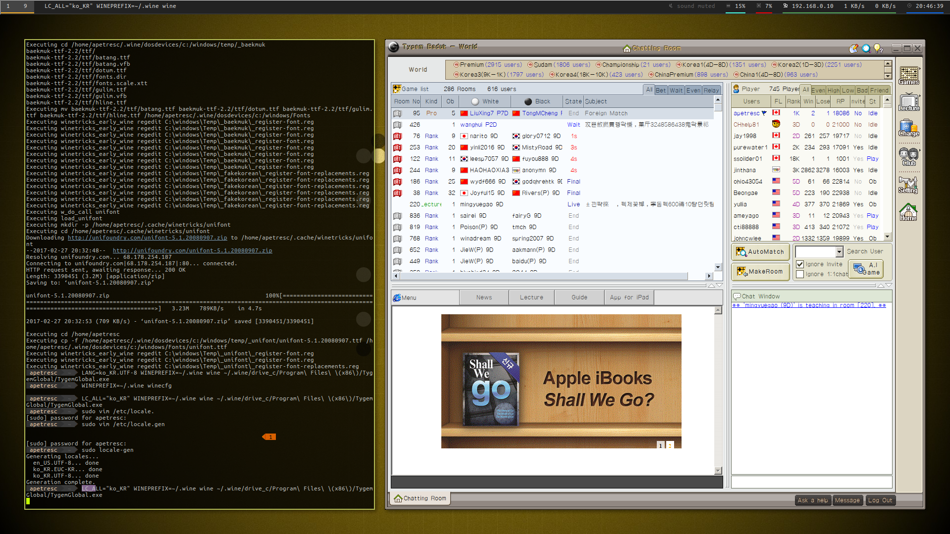 Screenshot of Tygem with Korean characters